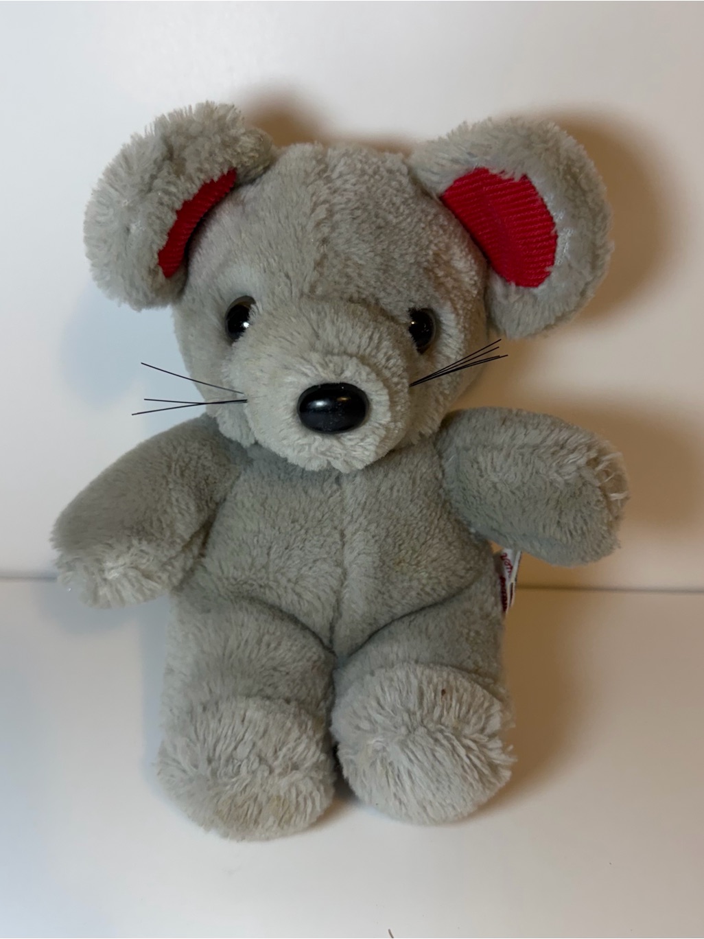 Mary Meyer Gray Plush Mouse Stuffed Animal With Red Ear Accents